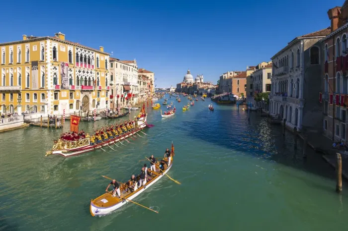 Framed Print : Venice, Veneto, Italy. Historical regatta event on the Grand Canal