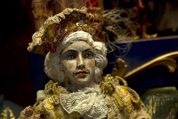 Venice, Veneto, Italy; A mannequin in luxurious costume