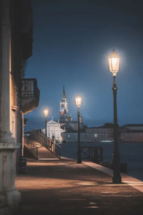 Framed Print : Venice, Veneto, Italy. Riverside alley in Dorsoduro and San Giorgio church in Framed Print : Venice, Veneto, Italy. Riverside alley in Dorsoduro and San Giorgio church in