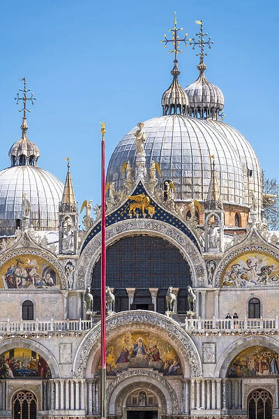 Venice, Veneto, Italy. St Mark Basilica Church, facade