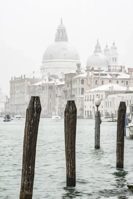 Framed Print : Venice, Veneto, Italy. St Mary of Health basilica under a snowfall Framed Print : Venice, Veneto, Italy. St Mary of Health basilica under a snowfall