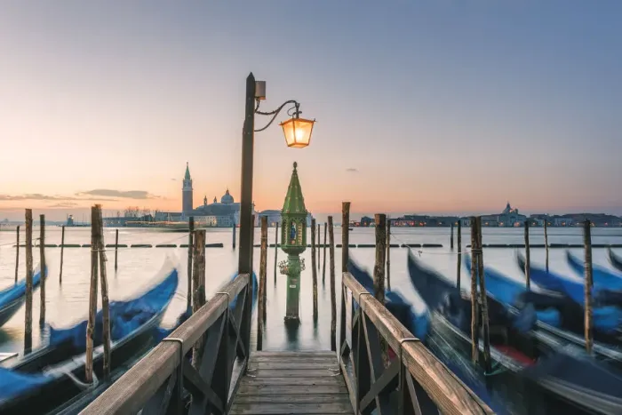 Framed Print : Venice, Veneto, Italy. Waterfront in Riva degli Schiavoni at sunrise