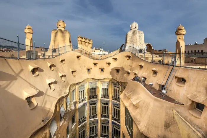 Framed Print : Ventilation towers and chimneys on the rooftop, Casa Mila or La Pedrera, Barcelona Framed Print : Ventilation towers and chimneys on the rooftop, Casa Mila or La Pedrera, Barcelona