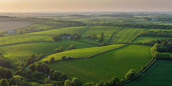 Verdant rolling countryside in Dartmoor National Park, Devon, England. Spring (May) 2023