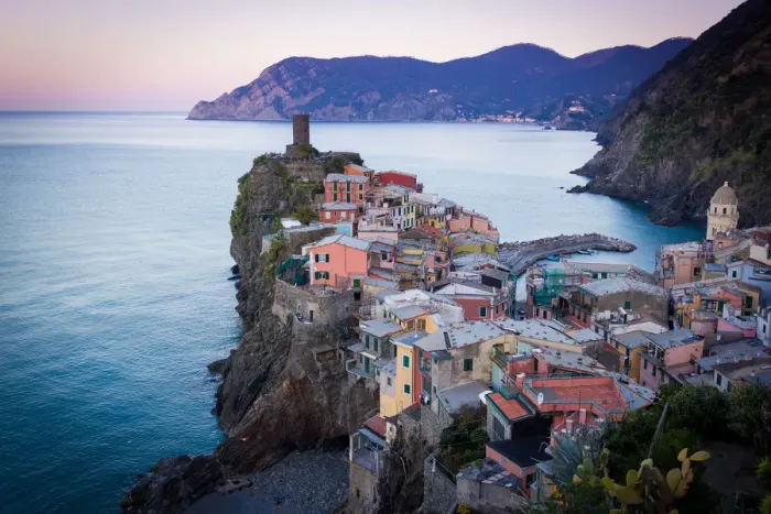 Framed Print : Vernazza, Cinque Terre, Liguria, Italy. Sunrise over the town, view from a vantage point Framed Print : Vernazza, Cinque Terre, Liguria, Italy. Sunrise over the town, view from a vantage point