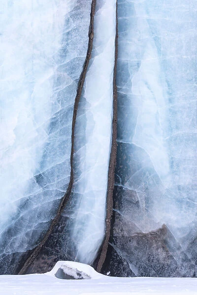 Vertical detail on a glacier at Svalbard Islands, Norway, Europe