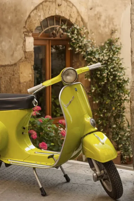 Framed Print : Vespa 50 in Pitigliano town, Tuscany. Italy Framed Print : Vespa 50 in Pitigliano town, Tuscany. Italy