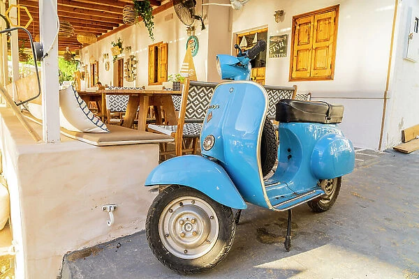 Vespa Bike, Lindos, Rhodes, Dodecanese Islands, Greece