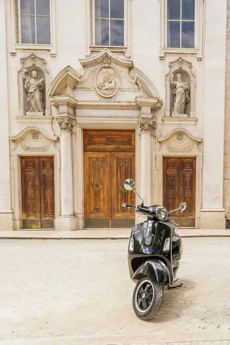 Framed Print : A vespa bike outside The Church of Saint Paul, Lisbon, Portugal, Europe Framed Print : A vespa bike outside The Church of Saint Paul, Lisbon, Portugal, Europe