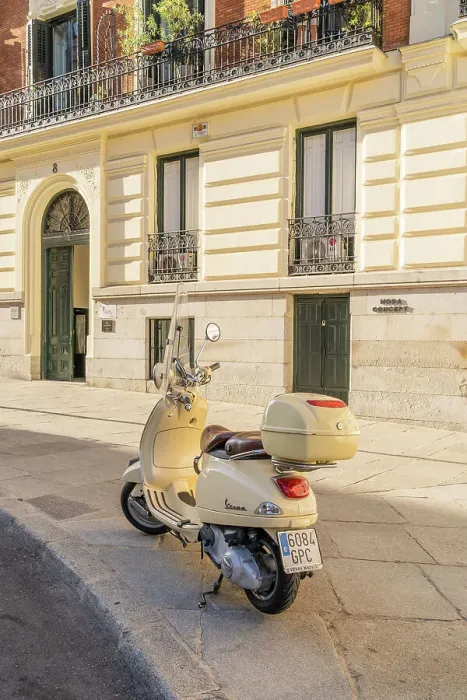 Framed Print : Vespa in Madrid, Spain Framed Print : Vespa in Madrid, Spain