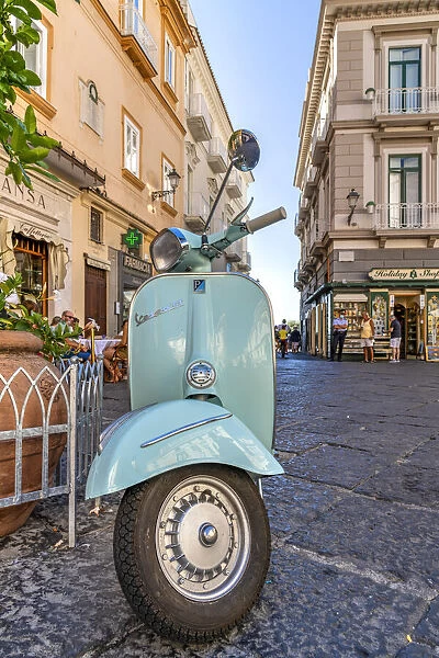 Vespa scooter parked in Amalfi, Campania, Italy