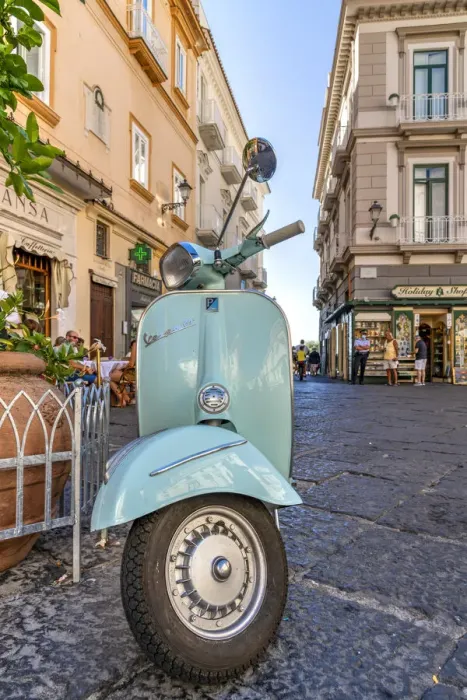 Framed Print : Vespa scooter parked in Amalfi, Campania, Italy Framed Print : Vespa scooter parked in Amalfi, Campania, Italy
