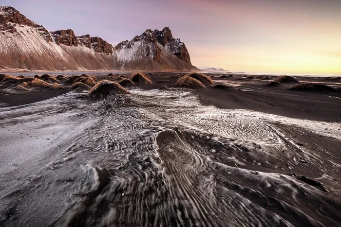 Framed Print : Vestrahorn mountain in winter, from the black sand beach and dune at Stokksnes, Southeast Iceland Framed Print : Vestrahorn mountain in winter, from the black sand beach and dune at Stokksnes, Southeast Iceland