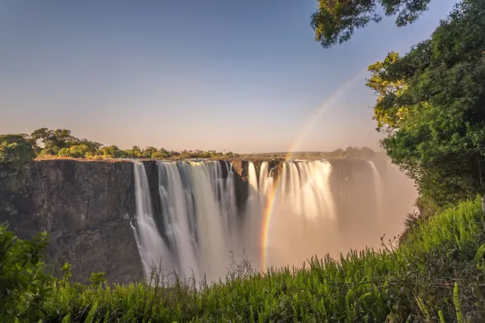 Framed Print : Victoria Falls, Zimbabwe, Africa. Rainbow and water steam Framed Print : Victoria Falls, Zimbabwe, Africa. Rainbow and water steam