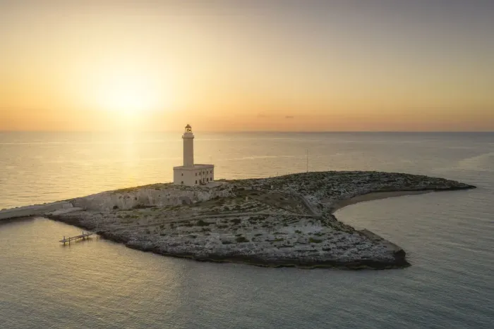 Framed Print : Vieste lighthouse, during a warm summer sunrise, municipality of Vieste, Foggia province Framed Print : Vieste lighthouse, during a warm summer sunrise, municipality of Vieste, Foggia province