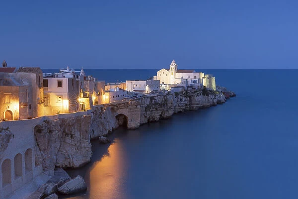 Vieste, taken during a blue hour in summer time, municipality of Vieste, Foggia province