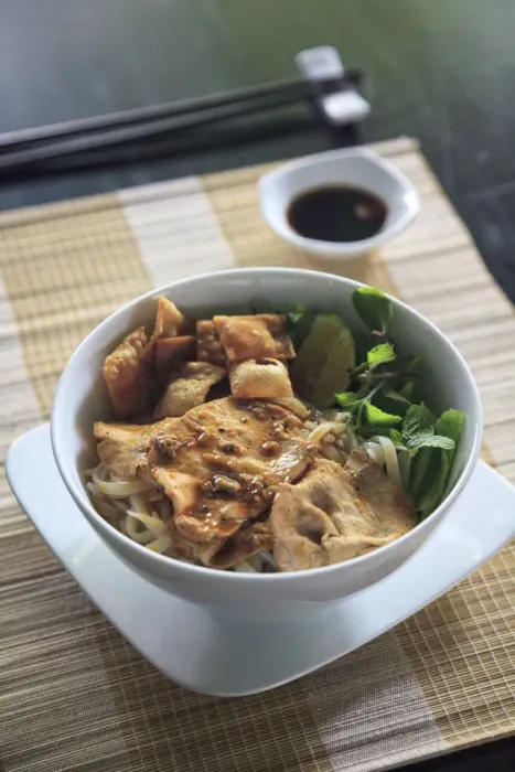 Framed Print : Vietnam, Danang, Hoi An, Cao Lao, a typical vietnams dish with noodles, pork and greens Framed Print : Vietnam, Danang, Hoi An, Cao Lao, a typical vietnams dish with noodles, pork and greens