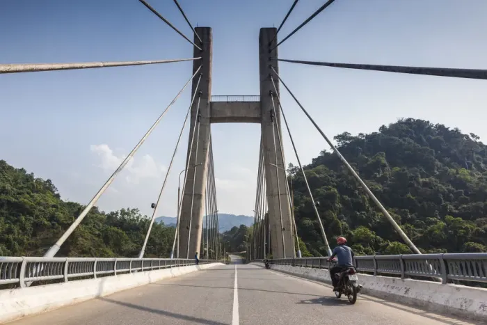 Framed Print : Vietnam, DMZ Area, Quang Tri Province, Dakrong Bridge, new bridge built as a memorial Framed Print : Vietnam, DMZ Area, Quang Tri Province, Dakrong Bridge, new bridge built as a memorial