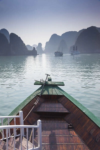 Vietnam, Halong Bay, small tourist boat