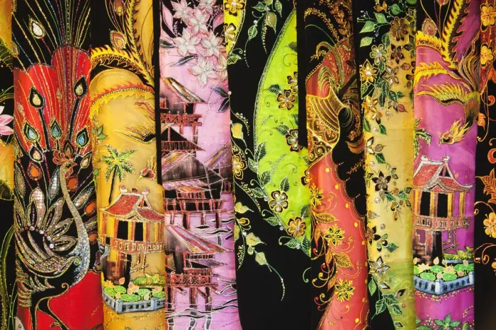 Framed Print : Vietnam, Hanoi, Dong Xuan Market, Material and Fabric Shop Display Framed Print : Vietnam, Hanoi, Dong Xuan Market, Material and Fabric Shop Display