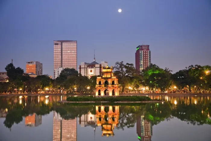 Framed Print : Vietnam, Hanoi, Hoan Kiem Lake and Turtle Pagoda Framed Print : Vietnam, Hanoi, Hoan Kiem Lake and Turtle Pagoda