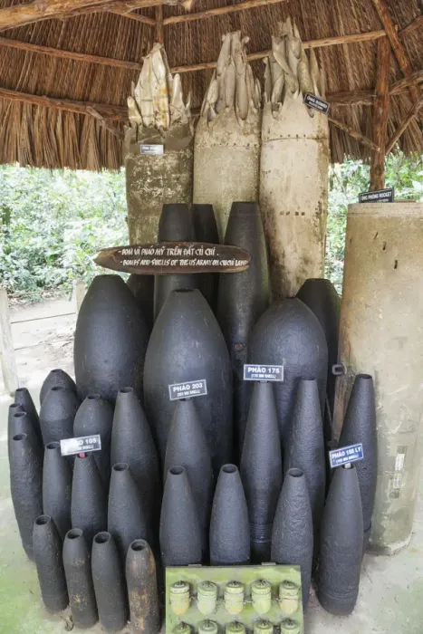 Framed Print : Vietnam, Ho Chi Minh City, Cu Chi Tunnels, Exhibit of Unexploded American Munitions Framed Print : Vietnam, Ho Chi Minh City, Cu Chi Tunnels, Exhibit of Unexploded American Munitions