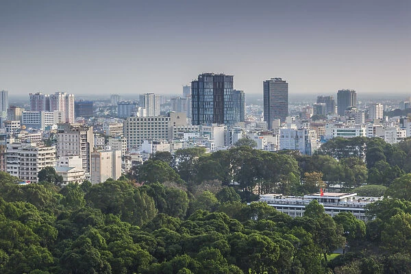 Vietnam, Ho Chi Minh City, elevated skyline view above Reunification Palace