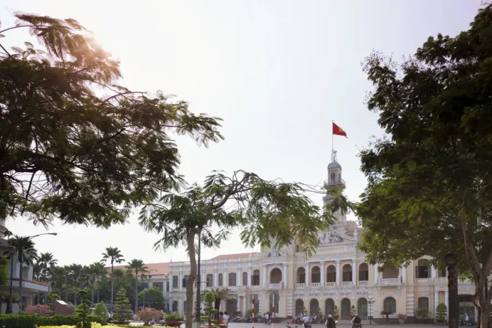 Framed Print : Vietnam, Ho Chi Minh City (Saigon), City Hall and Statue of Ho Chi Minh