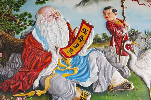 Vietnam, Hoi An, Phuc Kien Assembly Hall, Wall Murals depicting Scenes from Chinese
