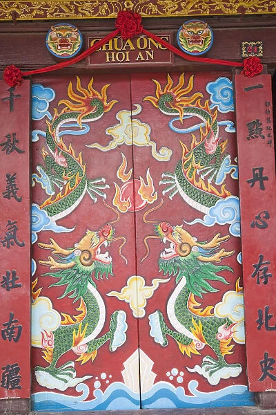 Vietnam, Hoi An, Quan Cong Temple, Entrance Doorway depicting Dragons