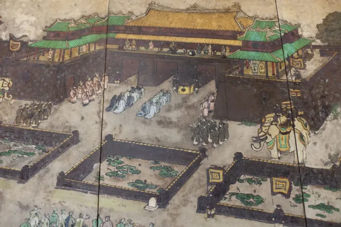 Framed Print : Vietnam, Hue, Citadel, Imperial Enclosure, Wall Painting inside Ngo Mon Gate Framed Print : Vietnam, Hue, Citadel, Imperial Enclosure, Wall Painting inside Ngo Mon Gate