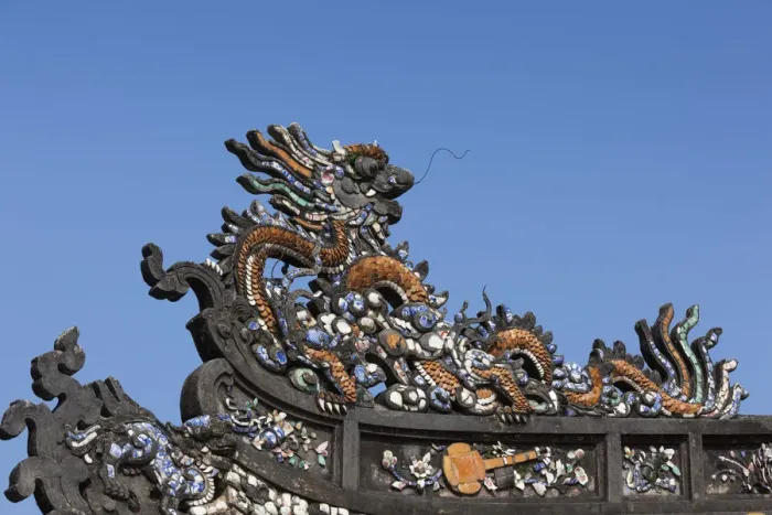 Framed Print : Vietnam, Hue, Hue Imperial City, Thai Hoa Palace, roof detail