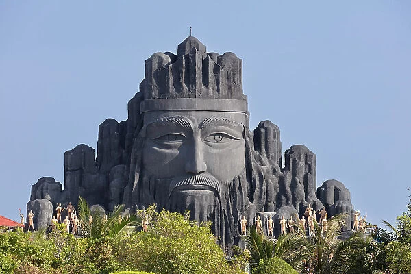 Vietnam, Mekong Delta, Bac Lieu, a giant sculpture of a head in Nha Mat amusement park