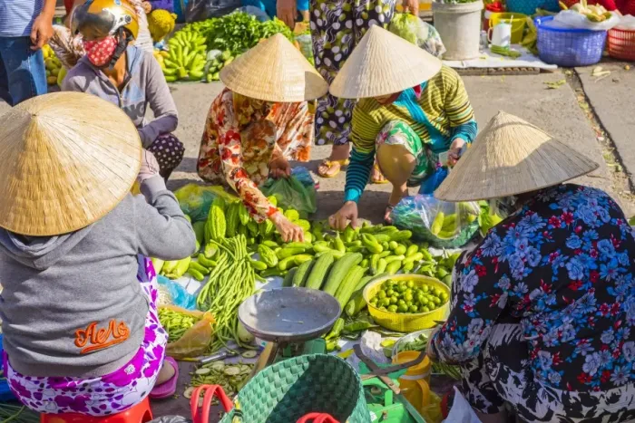 Framed Print : Vietnamese women buying and selling vegetables at An Binh market, Can Tho, Mekong Delta Framed Print : Vietnamese women buying and selling vegetables at An Binh market, Can Tho, Mekong Delta