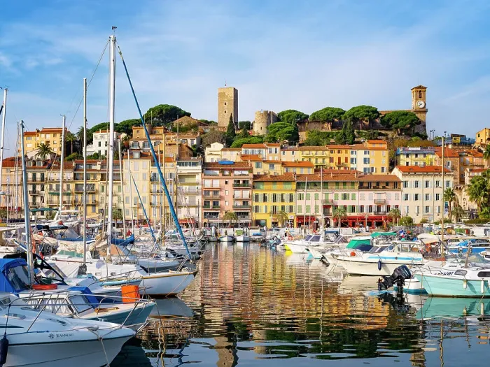 Framed Print : Vieux Port, Old Harbor, Le Suquet, Cannes, Alpes Provence Maritime, French Riviera, France