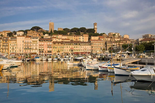 Vieux Port (Old Harbour) and old quarter of Le Suquet, Cannes, Cote D Azur, France