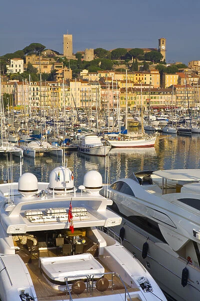 Vieux Port (Old Harbour) and old quarter of Le Suquet, Cannes, Cote D Azur, France