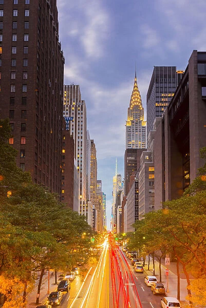 View down 42nd street from to the Chrysler building, New York, USA