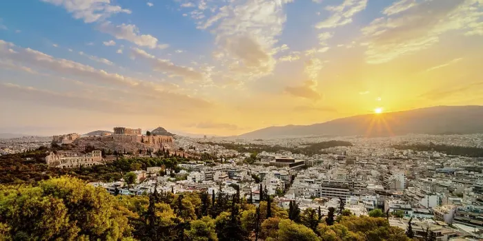 Framed Print : View towards Acropolis at sunrise, Athens, Attica, Greece Framed Print : View towards Acropolis at sunrise, Athens, Attica, Greece