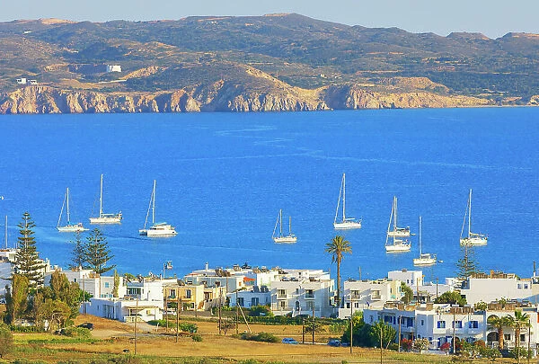 View of Adamas harbour, Adamas, Milos Island, Cyclades Islands, Greece