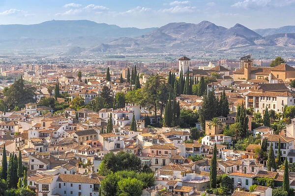 The view over the Albaicin, Alhambra, Granada, Andalusia, Spain