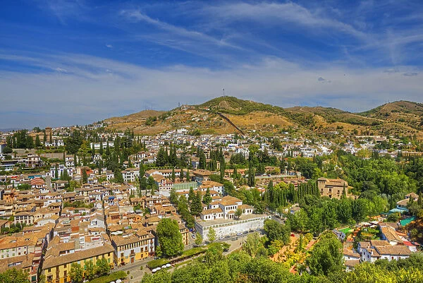 View at the Albaicin quarter from the Alhambra, Granada, Andalusia, Spain