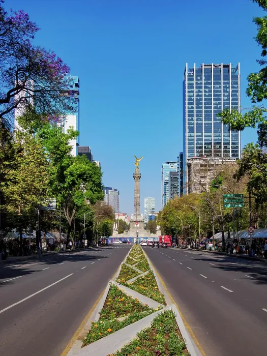 Framed Print : View towards the Angel of Independence, Paseo de la Reforma, Mexico City, Mexico Framed Print : View towards the Angel of Independence, Paseo de la Reforma, Mexico City, Mexico