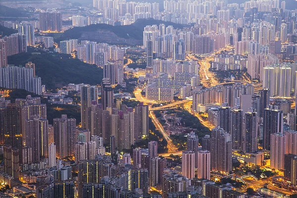View of apartment blocks, Kowloon, Hong Kong