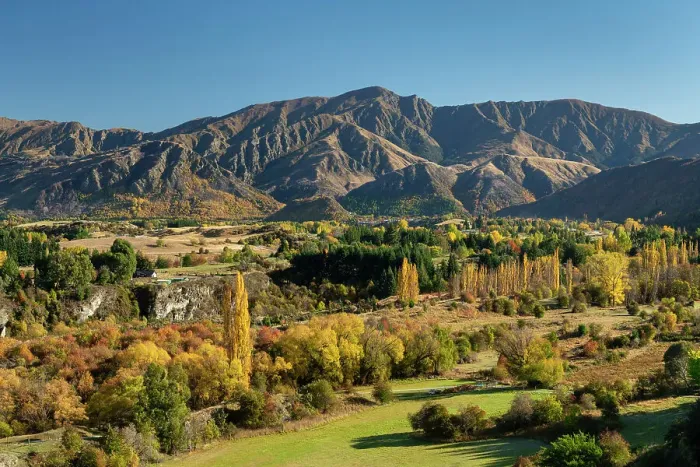 Framed Print : View over Arrowtown in Autumn, South Island, New Zealand
