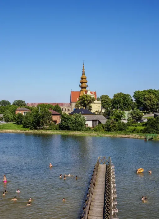 Framed Print : View over artificial lake towards the Cistercian church of St Framed Print : View over artificial lake towards the Cistercian church of St