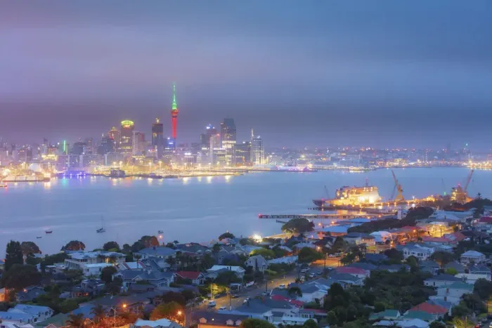 Framed Print : View of Auckland city from Mount Victoria by night, North Island, New Zealand Framed Print : View of Auckland city from Mount Victoria by night, North Island, New Zealand