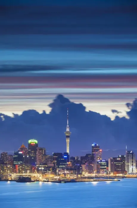 Framed Print : View of Auckland at dusk, Auckland, North Island, New Zealand Framed Print : View of Auckland at dusk, Auckland, North Island, New Zealand