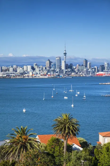 Framed Print : View of Auckland skyline from Devonport, Auckland, North Island, New Zealand Framed Print : View of Auckland skyline from Devonport, Auckland, North Island, New Zealand