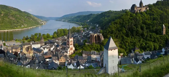 Framed Print : View over Bacharach & River Rhine, Rhine Valley, Germany Framed Print : View over Bacharach & River Rhine, Rhine Valley, Germany